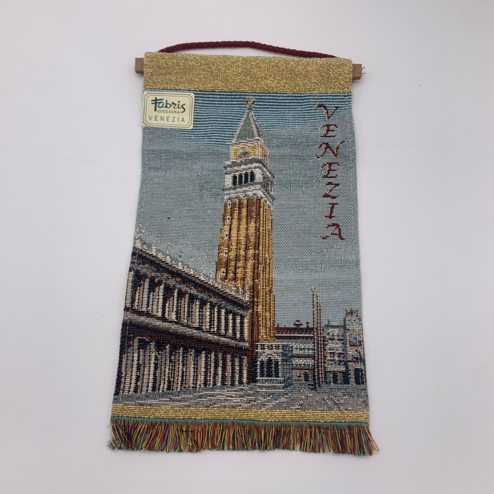 GIULIANA FABRIS VENEZIA  Vintage Wall Hanging Tapestry Gondola & Canal Scenery